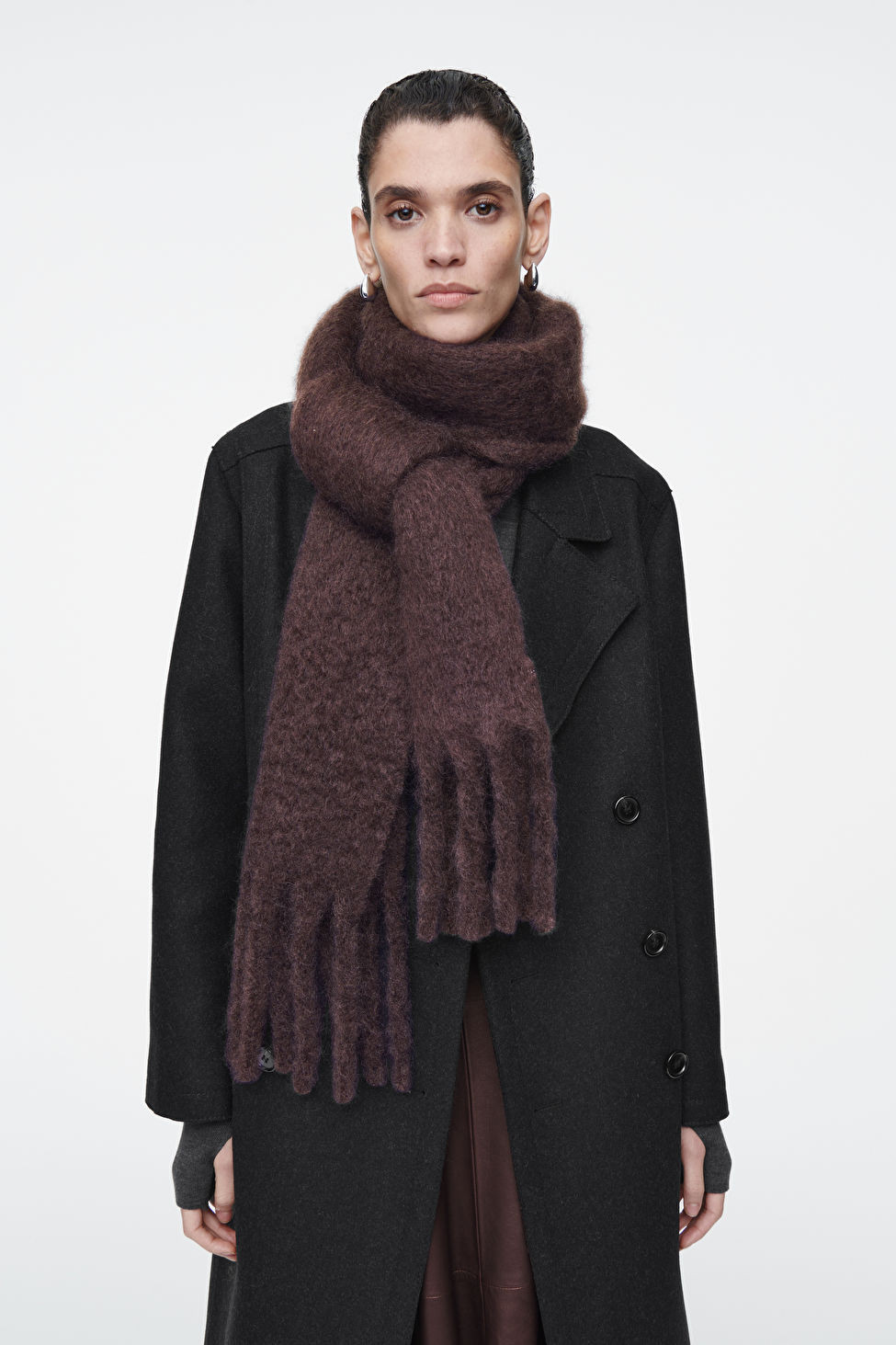 FRINGED BRUSHED-MOHAIR SCARF | COS UK