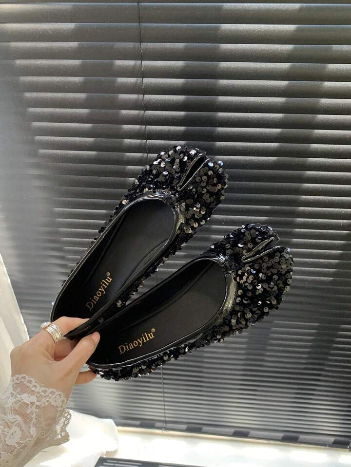 Women's Fashion Glitter Open Toe Flat Shoes | SHEIN