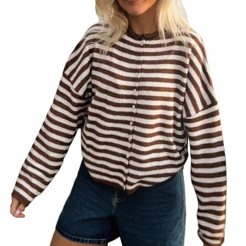 Women Knitted Cardigan Sweaters Long Sleeve Button Down Loose Knitwear Tops Y2k Vintage Jumper Kn... | Amazon (US)