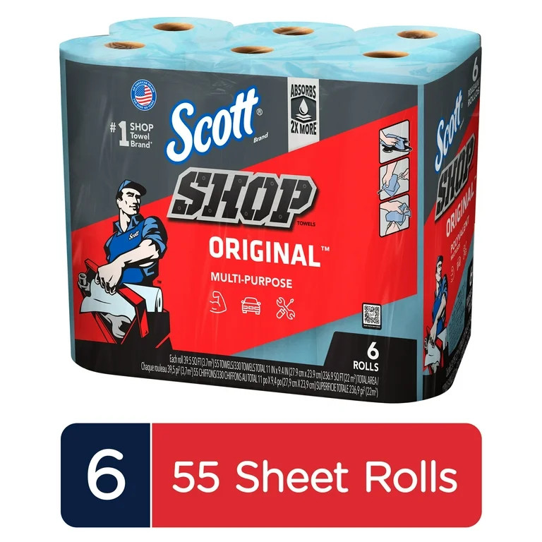 Scott Shop Towels, 6 Rolls, 55 Sheets Per Roll | Walmart (US)