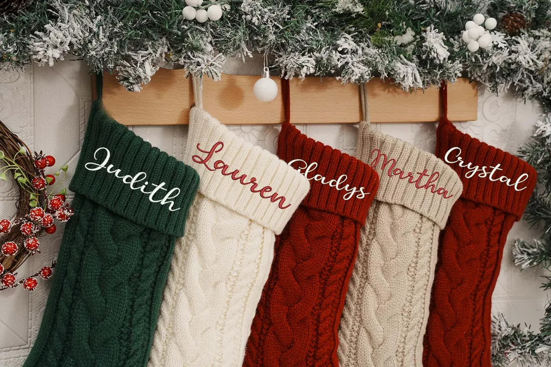 Personalized Family Christmas Stockings,2024 Embroidered Christmas Stocking,knitted Stockings Wit... | Etsy (US)