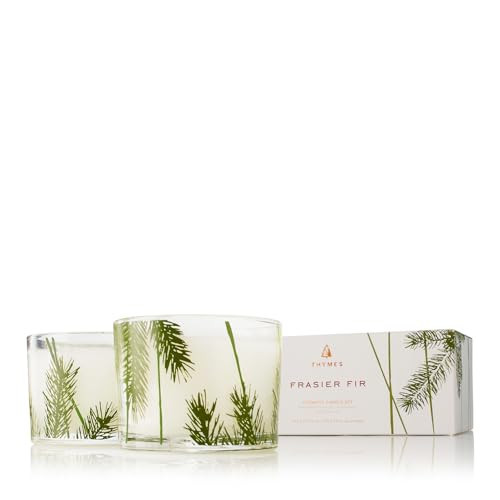 Thymes Frasier Fir Pine Needle Candle Set – Scented Candles with Notes of Crisp Siberian Fir, Cedarwood and Sandalwood - Seasonal Home Decor - Luxury Home Fragrance (Set of 2, 3.75 oz Each) | Amazon (US)
