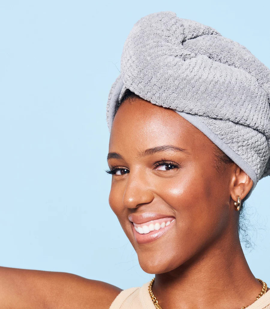 Gimme Twist™ Gentle-Dry Hair Towel - Grey | Gimme Beauty | GIMME BEAUTY