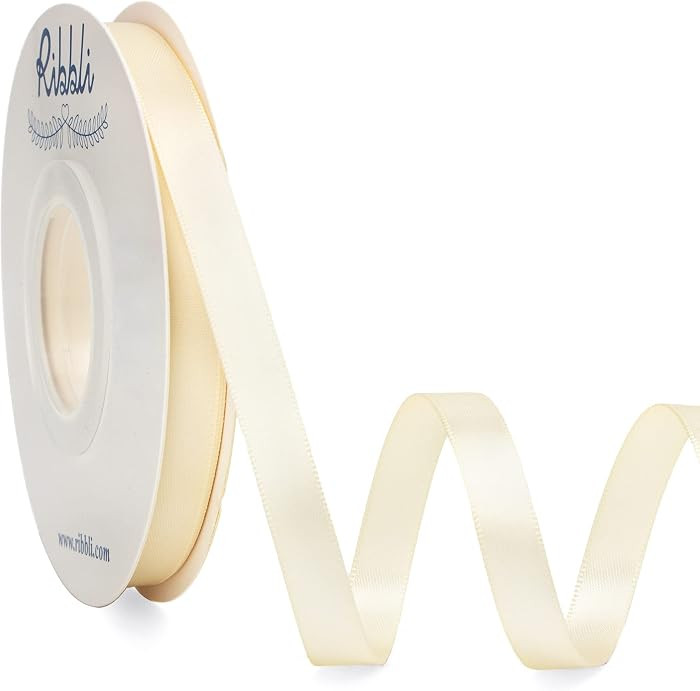 Ribbli Double Faced Ivory Satin Ribbon,3/8\u201d x Continuous 25 Yards,Use for Bows Bouquet,Gift ... | Amazon (US)