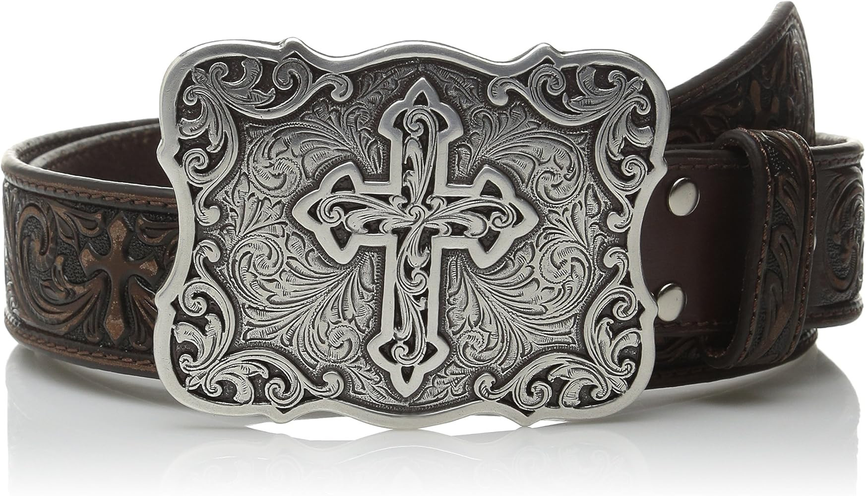 Nocona Belt Co. Women's Embossed Leather Cross Buckle | Amazon (US)