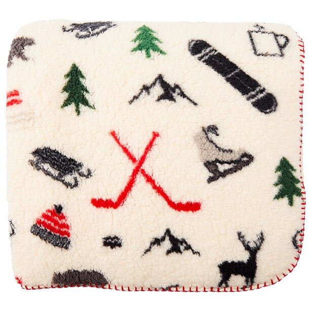 SHERPA FLEECE THROW BLANKET – WINTER SPORTS | Indigo (CA)