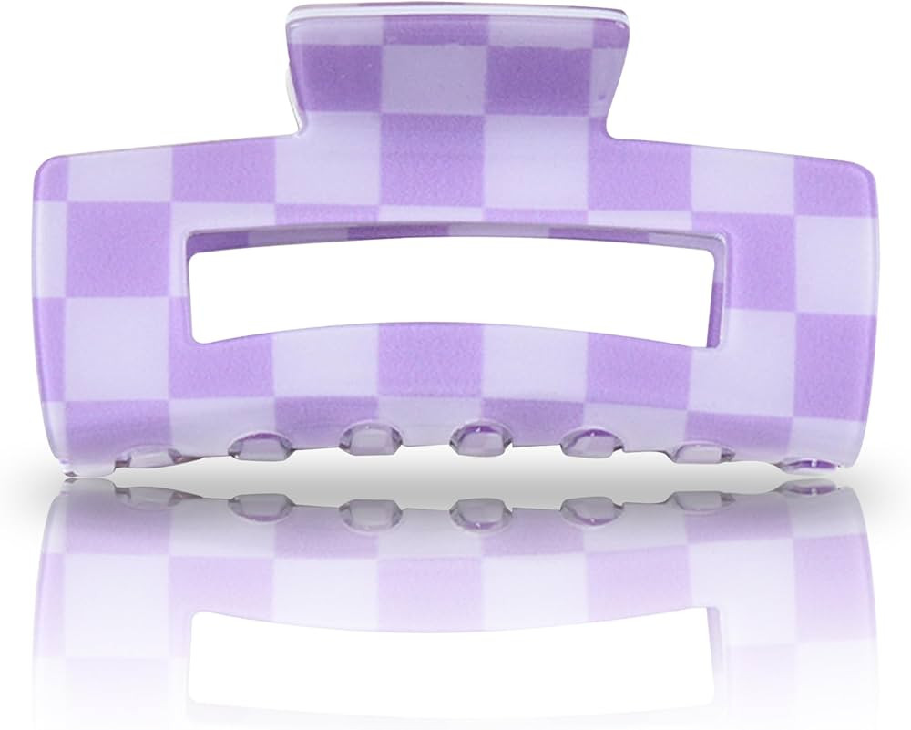 AEGYPIUS Checkered Claw Clip, 3.1 x 1.7 Inches Checkered Hair Clip Purple Claw Clip, Checkered Cl... | Amazon (US)