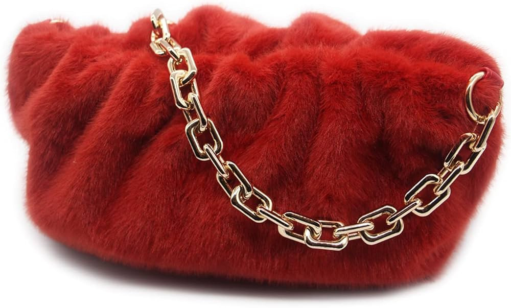 NAARIIAN dumpling fur bag Feather Tote Evening cloud bags Fuzzy Handbags Faux Fox Fur Purse for w... | Amazon (US)