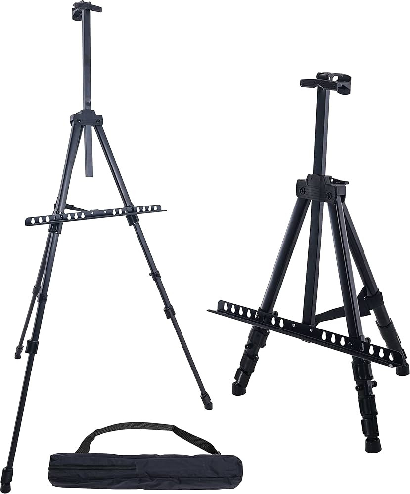 U.S. Art Supply - 66 Inch Sturdy Black Aluminum Tripod Artist Field and Display Easel Stand - Adj... | Amazon (US)