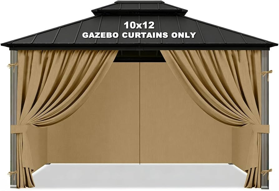 Amazon.com : Gazebo Privacy Curtains 10' x 12' Replacement Panels \u2013 Waterproof & Windproof 4 Zippered Sidewalls for Patio Canopy, Outdoor Garden or Backyard Gazebo(Khaki) : Patio, Lawn & Garden | Amazon (US)