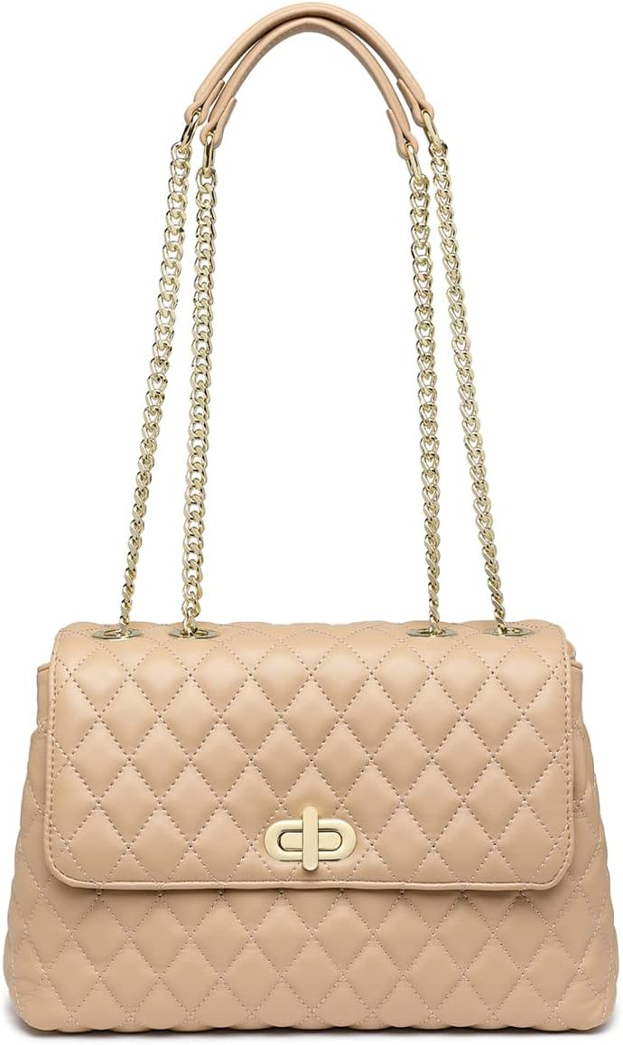 ER.Roulour Quilted Crossbody Bags for Women, Trendy Roomy Shoulder Handbags with Flap Gold Hardwa... | Amazon (US)