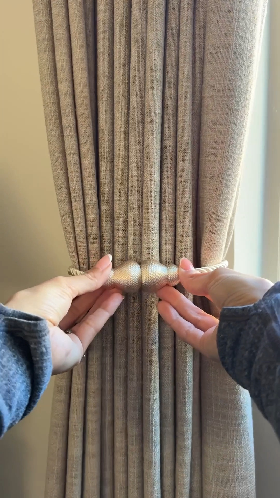 These magnetic curtain tiebacks are one of my favorite small home upgrades. They instantly make curtains look polished and styled while being incredibly easy to use—no hooks, no drilling, and no wall damage. Elegant, functional, and perfect for adding a custom look to any space.

Curtains Details:
Grey Beige 1908-6
Pinch Pleat
Unlined
Body Memory Shaped for Pinch

#LTKStyleTip #LTKWatchNow

magnetic curtain tiebacks, curtain accessories, window treatments, neutral home decor, modern organic home, elegant home upgrades, functional decor, living room curtains, bedroom curtains, dining room decor, affordable home finds, home styling ideas, minimalist decor, curtain styling, interior design details, look for less home decor

#LTKHome