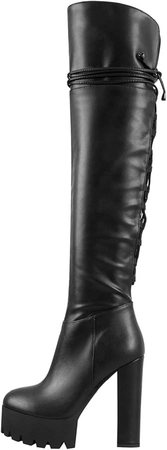 Richealnana Women's Platform Lace Up Side Zipper Over the Knee High Boots | Amazon (US)
