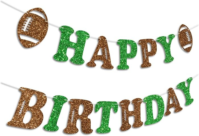 Football Happy Birthday Banner, Glitter Football Birthday Party Decorations, Sport Themed Bunting... | Amazon (US)