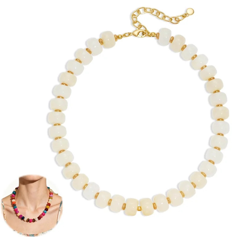 Mothers Day Gifts for Women, Resin Chunky Beaded Necklace, Minimalist Modern Boho Statement Neckl... | Walmart (US)