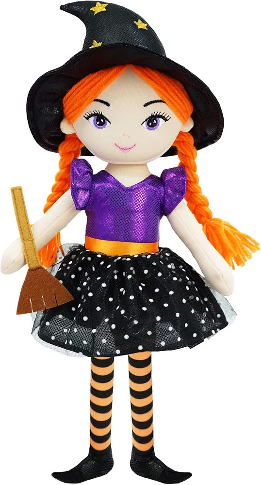June Garden 16" Enchanted Garden Witch Doll Lydia Plush Stuffed Soft Girl Doll - Purple Outfit | Amazon (US)