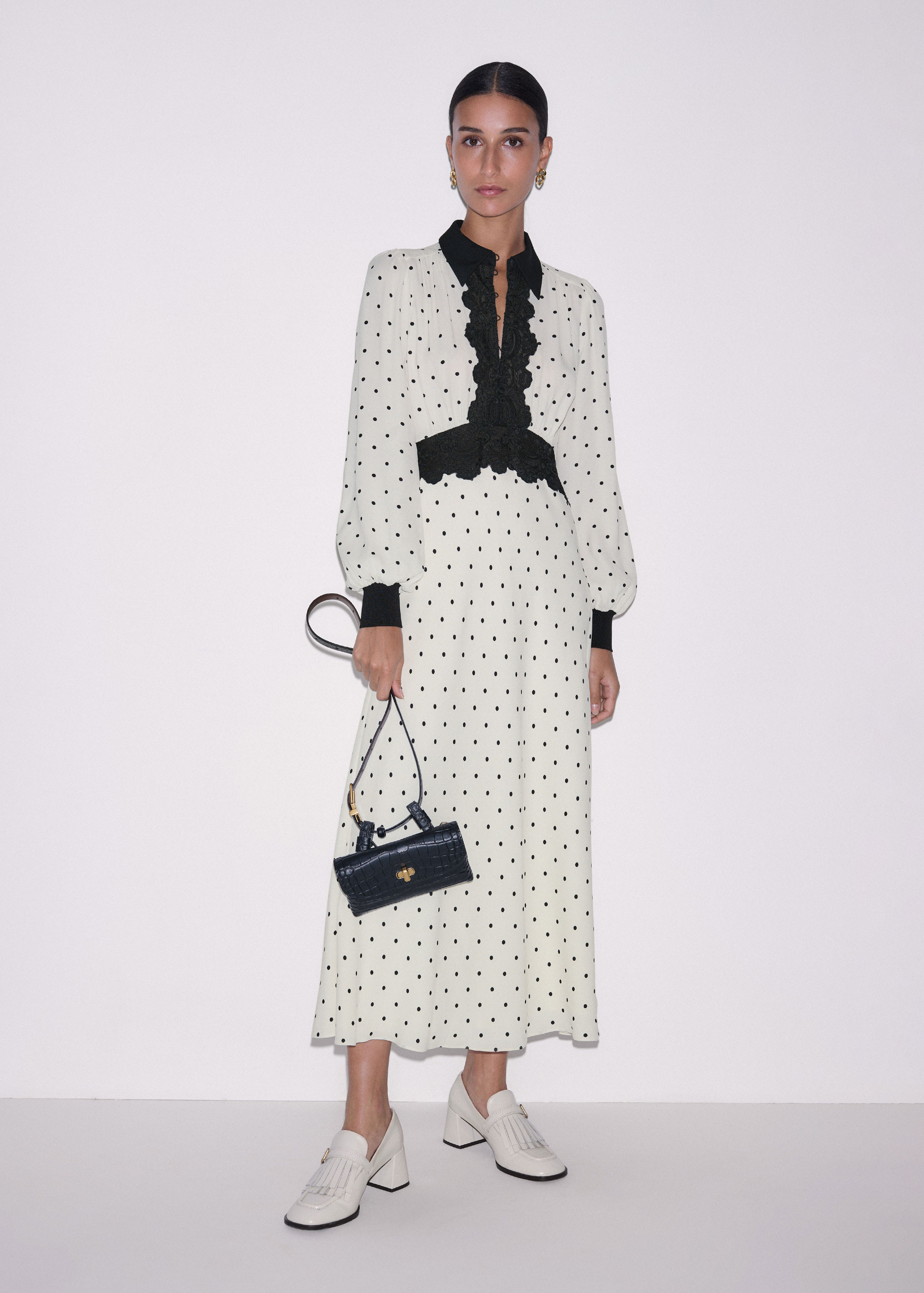 Lace Trim Maxi Dress Fluid Crepe | ME+EM US