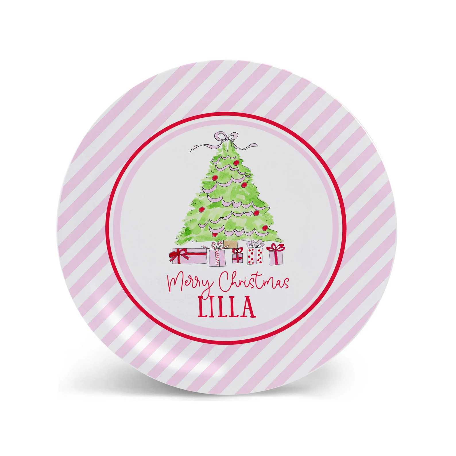 Personalized Christmas Plate for Kids Pink Tree, Bowl, Cup Placemat - Etsy | Etsy (US)
