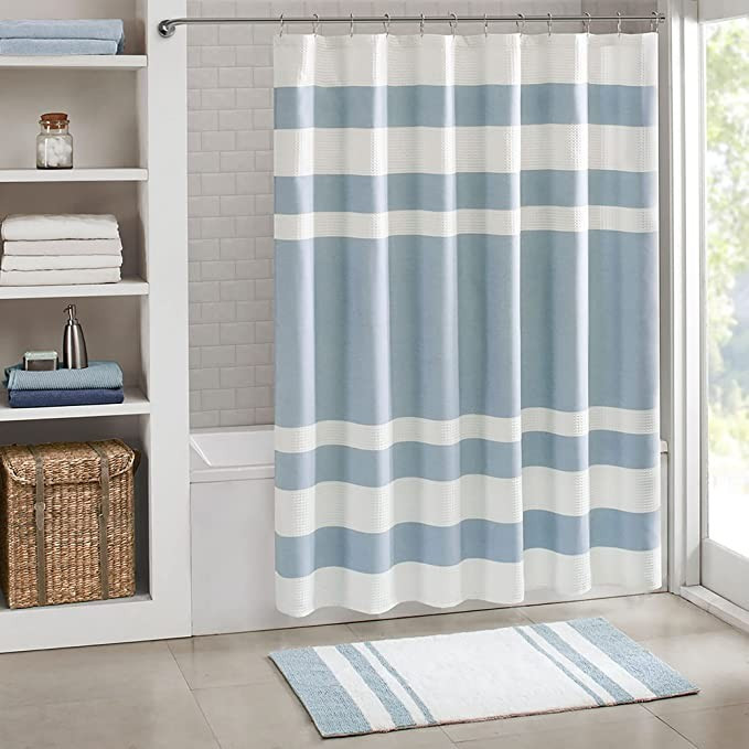 Spa Waffle Weave Striped Fabric Shower Curtain , Classic Shower Curtains for Bathroom , 72 X 72 ,... | Amazon (US)