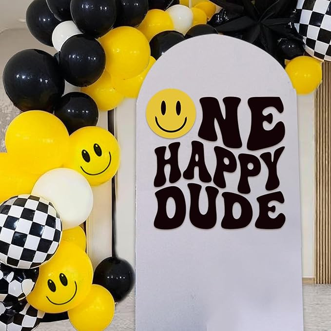 One Happy Dude Decal - 1st Birthday Peel & Stick Decorations - Boy Smileface Stickers for Party B... | Amazon (US)