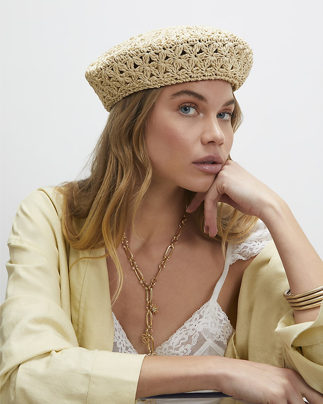 Beige Raffia Beret | River Island UK & IE