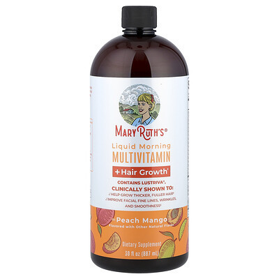 MaryRuth's, Liquid Morning Multivitamin + Hair Growth, Peach Mango, 30 fl oz (887 ml) | iHerb