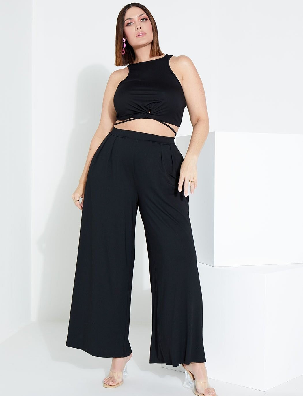 Pleated Palazzo Pant | Women's Plus Size Pants | ELOQUII | Eloquii