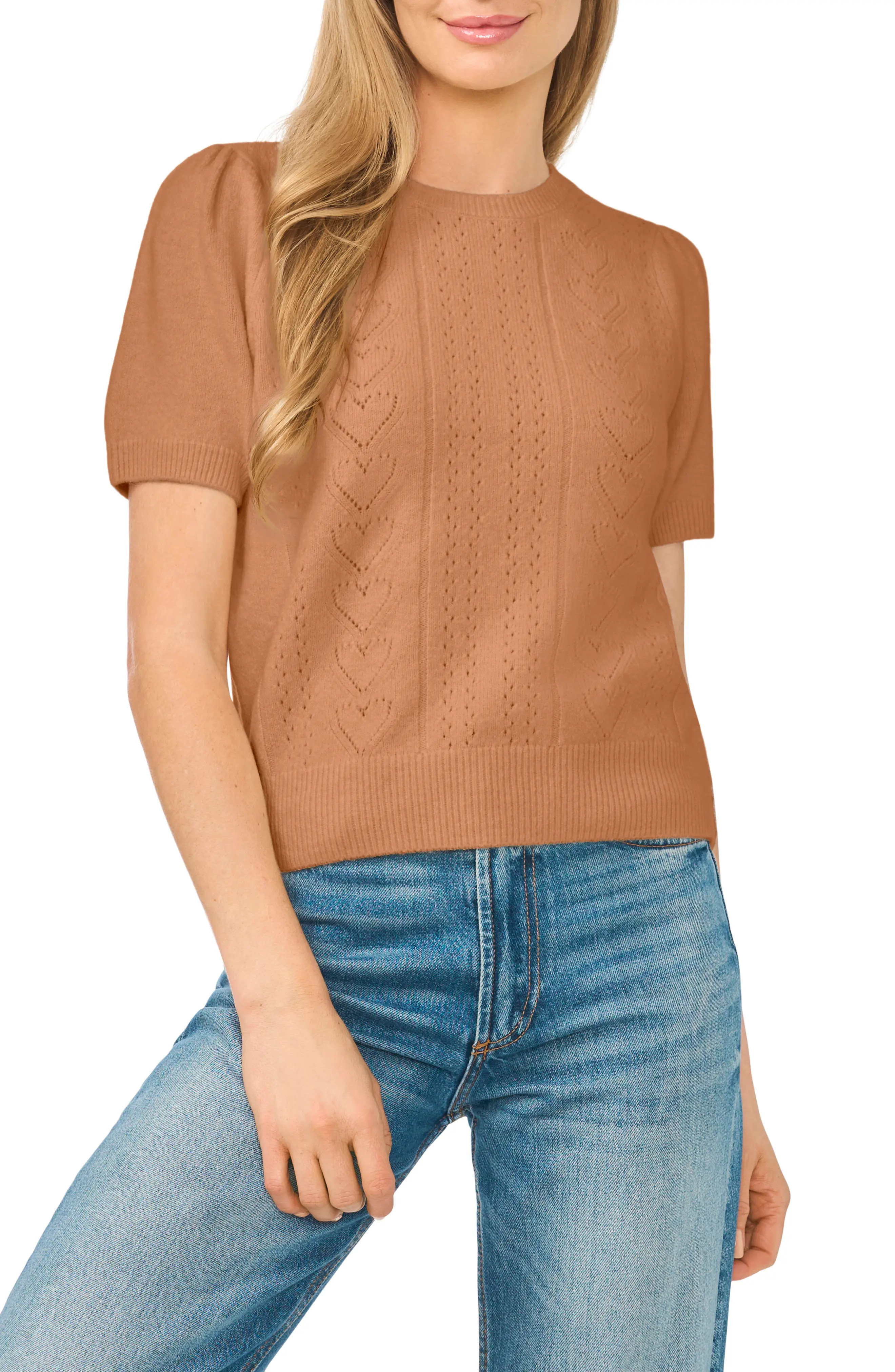 Short Sleeve Pointelle Sweater (Women) | Nordstrom | Nordstrom
