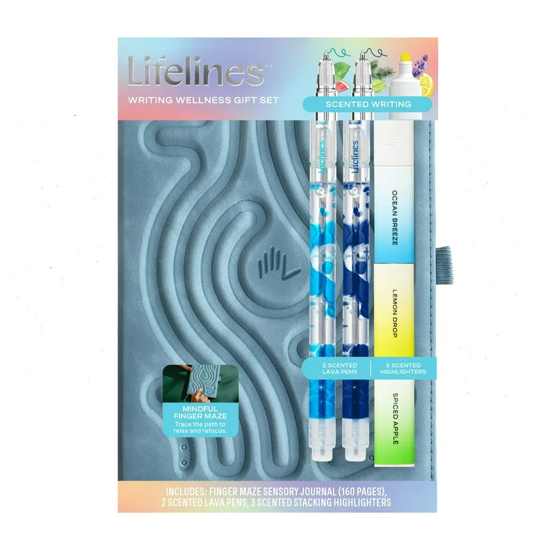 Lifelines Writing Wellness Gift Set, 6-Pieces (Blue), Infused with Scented Essential Oil Blends | Walmart (US)