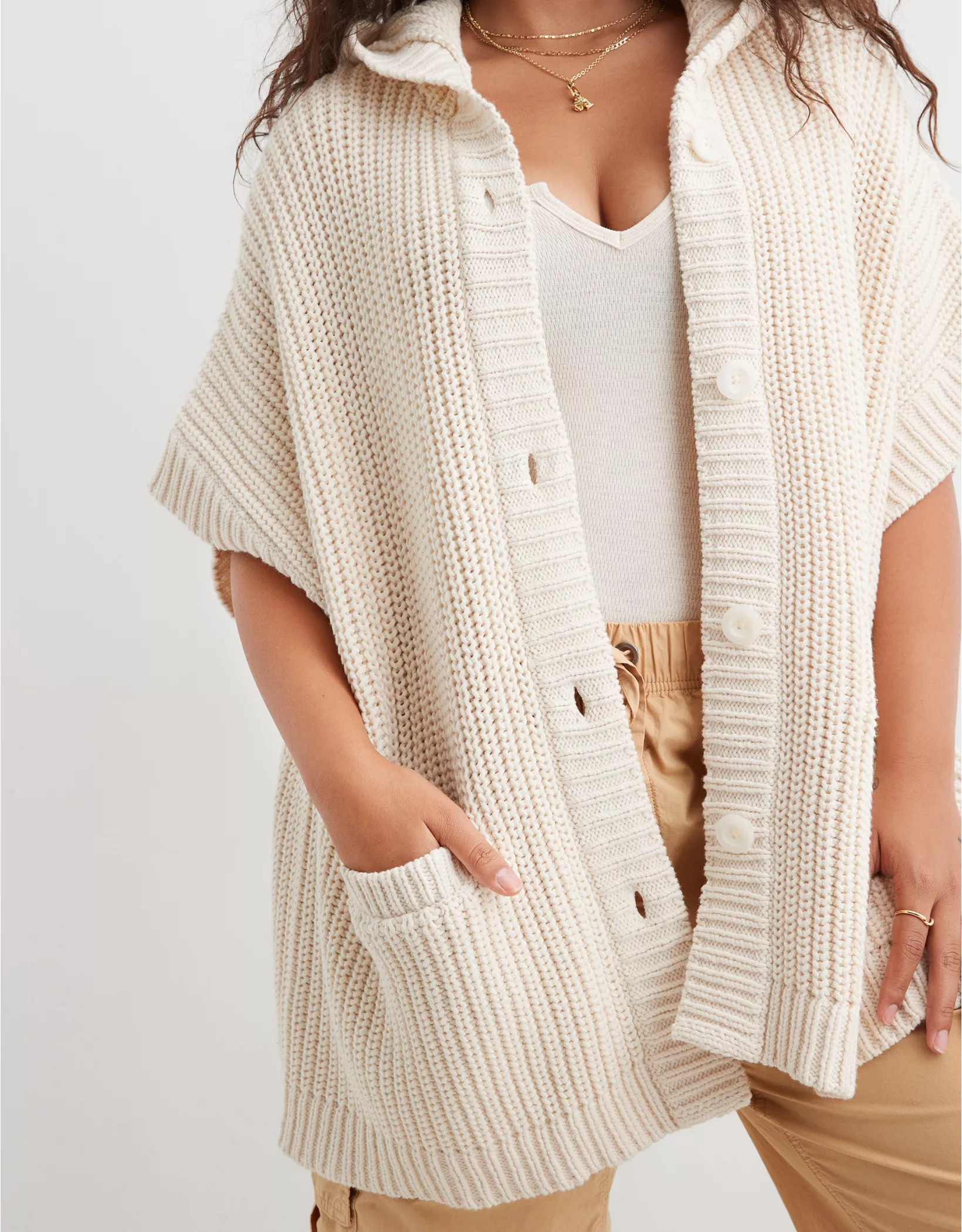 Aerie Hooded Ribbed Cape | Aerie