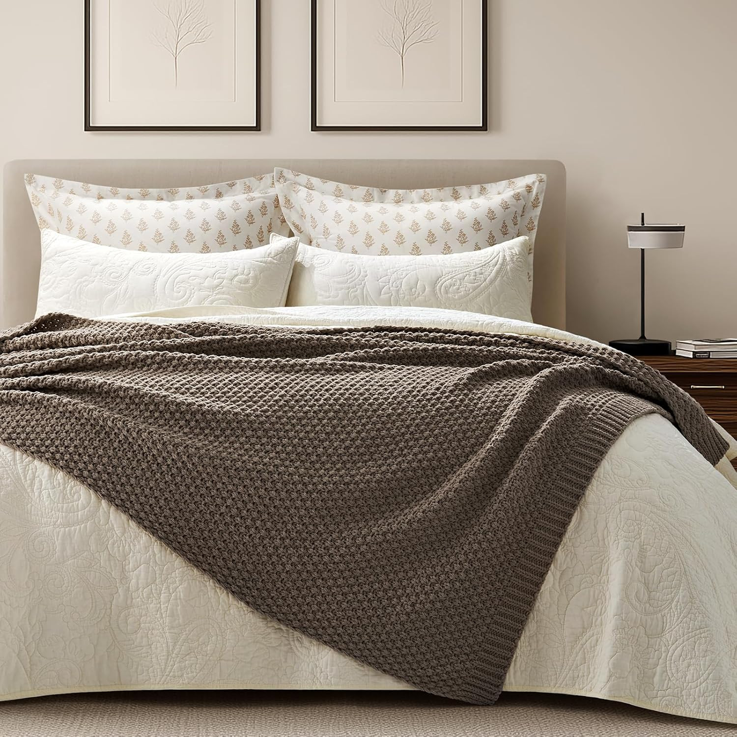 Chunky Chenille Knit Throw Blanket for Couch, Soft Luxurious Moss Stitch Blankets for Bed, Cozy D... | Amazon (US)