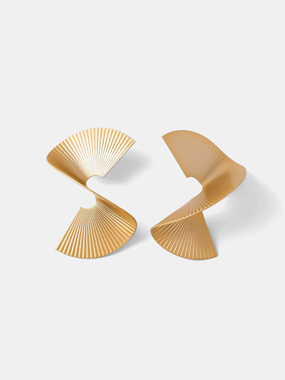 Spiral Fan-Pleated Statement Earrings | Commense