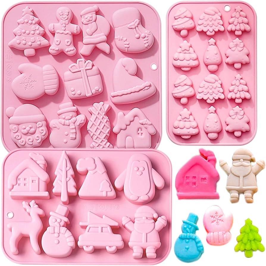 3 Pack Christmas Silicone Baking Mold, Christmas Tree Holiday Silicone Molds Soap Candy Molds for... | Amazon (US)