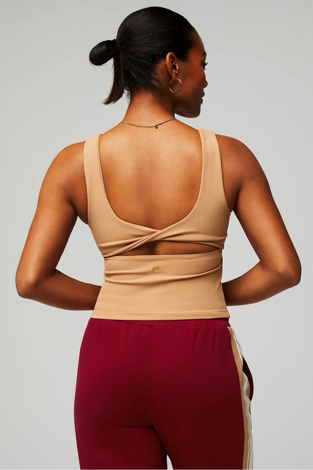 Oasis Rib Twist Built-In Bra Tank | Fabletics - North America
