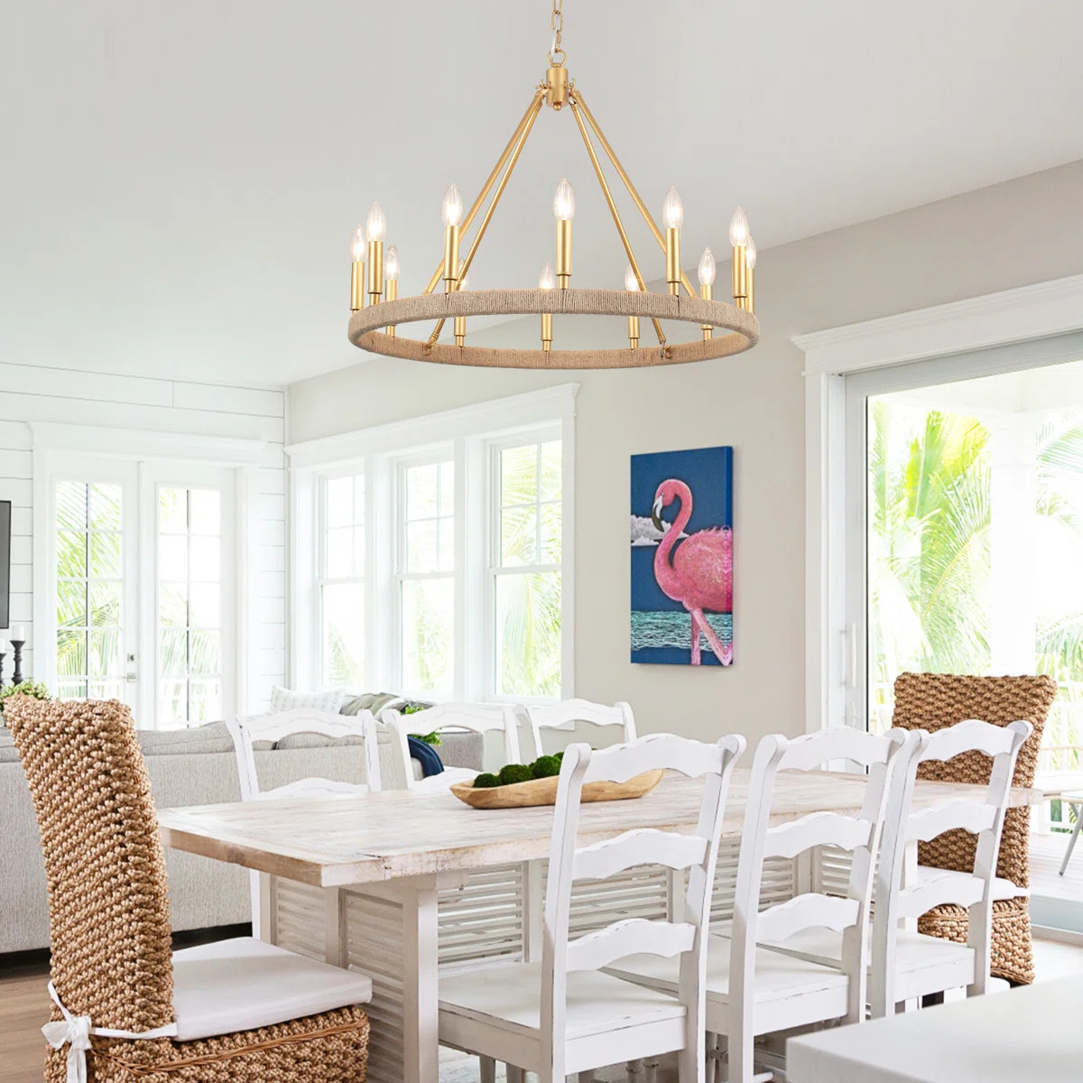 Hendon 12 - Light Dimmable Kitchen Island Wagon Wheel Chandelier | Wayfair North America