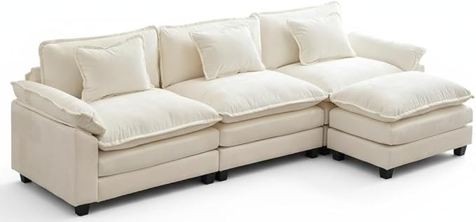120" Modular Sectional Sofa, Comfy Cloud Couch Sectional Sofa with Ottoman, Chenille Sofa Sleeper... | Amazon (US)