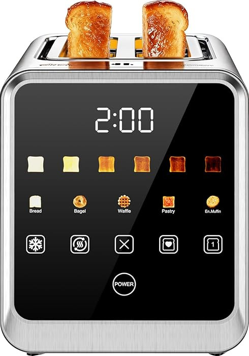 Stainless Steel, Single Slice & Bagel Modes, Memory, 5 Food Presets, 6 Browning Shades, Defrost/R... | Amazon (US)