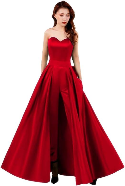 VeraQueen Women's Jumpsuits Evening Dress With Detachable Skirt Prom Gowns Pants | Amazon (US)