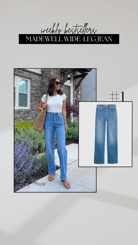 #1 bestseller this week - Madewell The Perfect Vintage Wide-Leg Jean in Ohlman Wash // wearing 23 standard, sized down two (on sale) 

