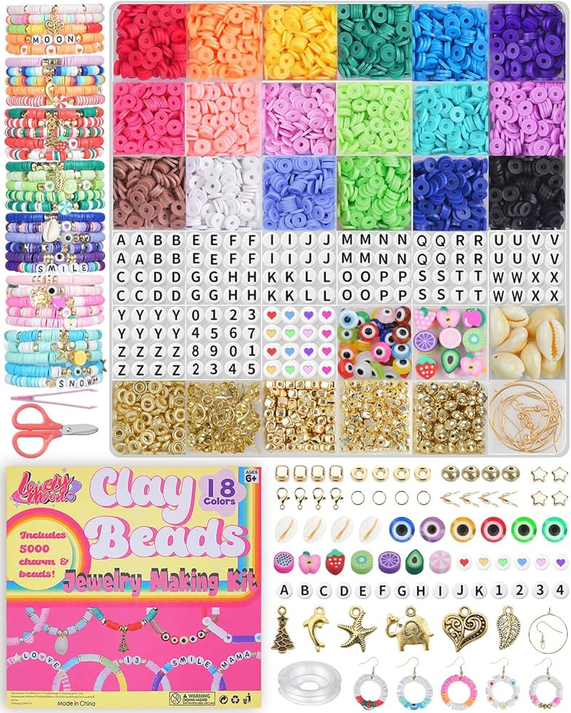 LovelyMoon Clay Beads Bracelet Making Kit Flat Preppy Beads for Friendship Jewelry Making Polymer... | Amazon (US)