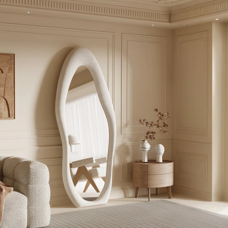 Wrought Studio™ Amon Full Length Mirror Wavy Mirror Floor mirror & Reviews | Wayfair | Wayfair North America