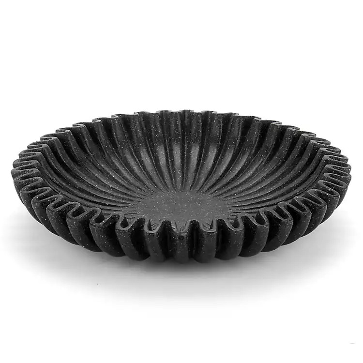 Black Faux Marble Scalloped Decorative Bowl | Kirklands