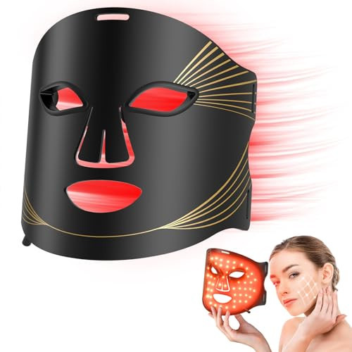 Red Light Therapy for Face, 7 Modes LED Face Mask Light Therapy with Remote, Red Light Therapy Mask with Timing Function, for Skin Care at Home, Portable and Rechargeable | Amazon (US)