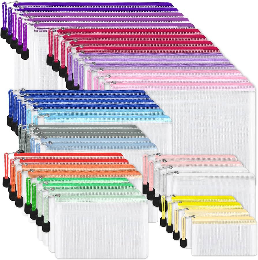 EOOUT 42pcs Mesh Zipper Pouch, 8 Sizes Waterproof Zipper Bags, 17 Colors, Multipurpose for Board ... | Amazon (US)