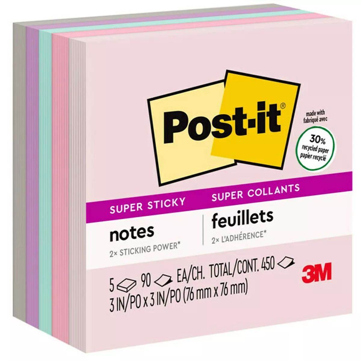 Post-it Recycled Super Sticky Notes 3 x 3 654-5SSNRP | Target