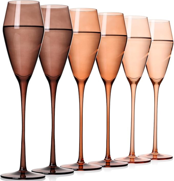 JOVGANG Venus Champagne Flutes Set of 6-7.5oz Hand-Blown Lead-Free Crystal Champagne Glass, Autum... | Amazon (US)