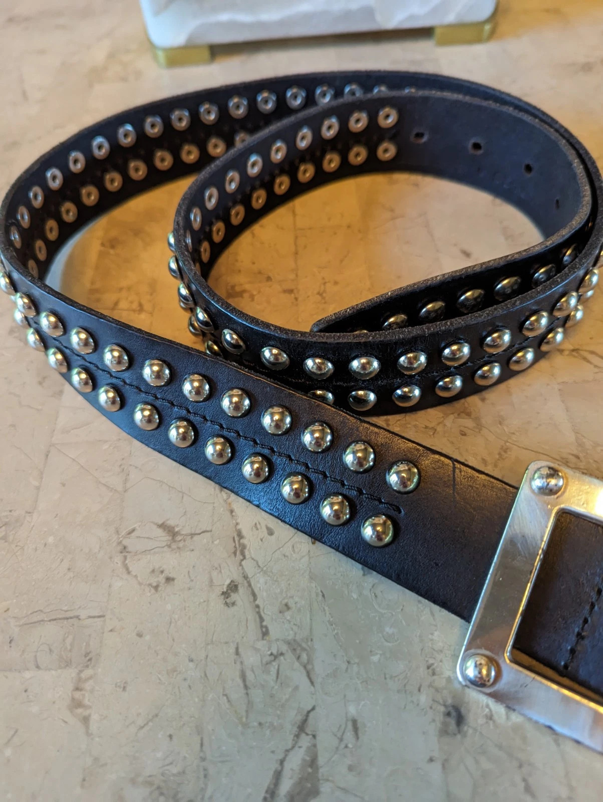 Vintage Michael Kors Silver Tone Studded Black Women's Leather Western Belt Sz L | eBay US