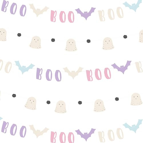Cheerland Halloween Banners Pastel Bat Boo Ghost Garlands Photo Booth Backdrop Photo Booth Backgr... | Amazon (US)