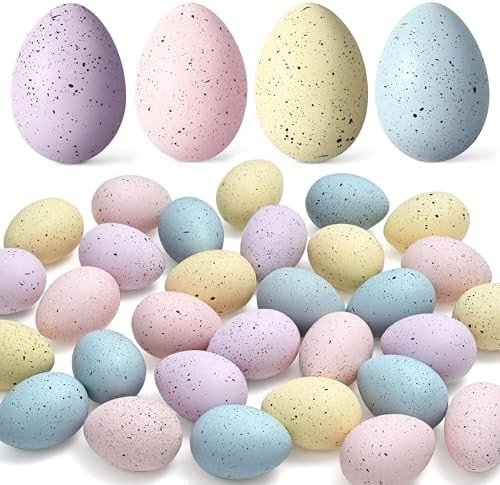 Waipfaru 32 Pcs Easter Eggs, Plastic Easter Decorations, Speckled Easter Table Decor, Easter Cent... | Amazon (US)