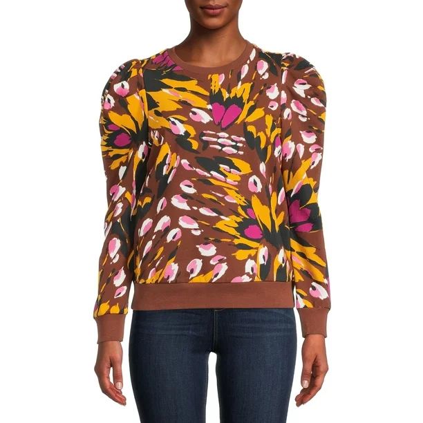 The Get Women's Sweatshirt with Puff Sleeves - Walmart.com | Walmart (US)